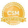 Certified ScrumMaster(CSM) badge issued by Scrum Alliance